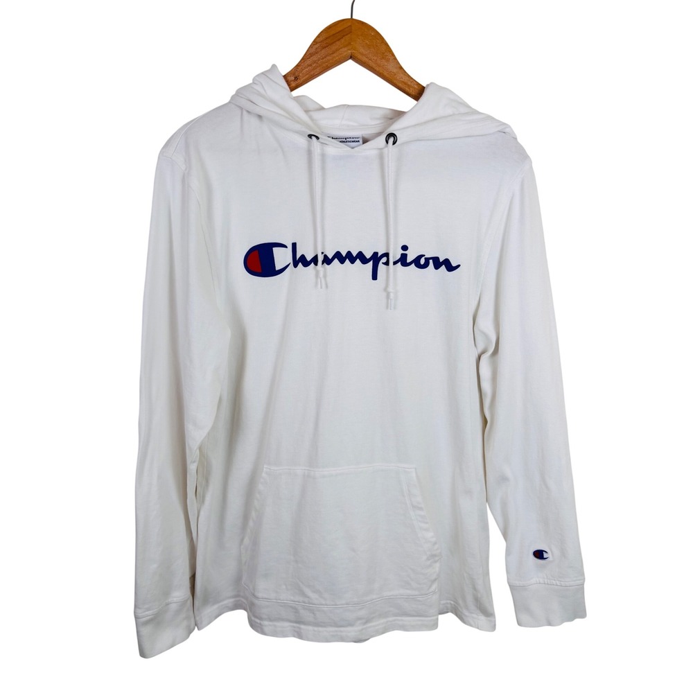 Champion‎ Authentic Athleticwear White Hoodie Long Sleeve Mens Medium